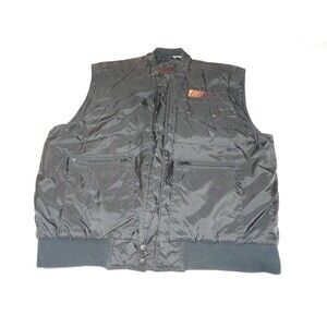 Vintage Auto Shack / Zone Black Zip Up Multi Pocket Logo Nylon Vest Men's XL